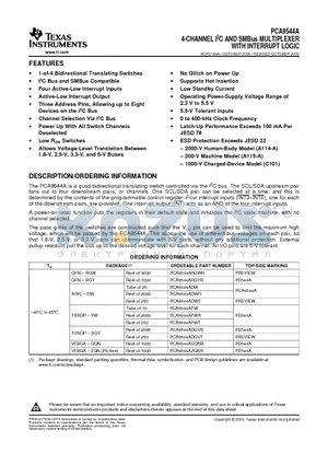 PCA9544ADGVR datasheet - 4-CHANNEL IC AND SMBus MULTIPLEXER WITH INTERRUPT LOGIC