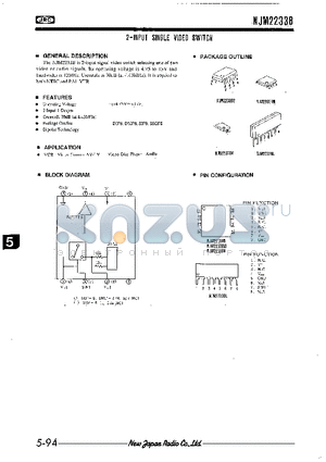 NJM2233B datasheet - 2-INPUT SINGLE VIDEO SWITCH