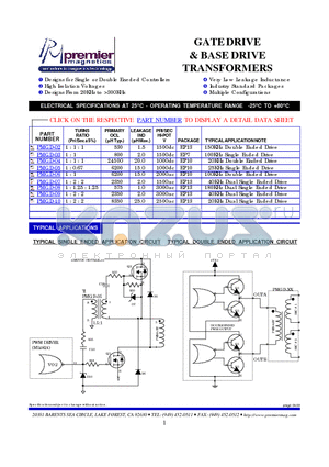 PMGD-56 datasheet - GATE DRIVE & BASE DRIVE TRANSFORMERS