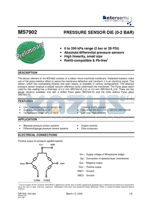 MS7902-A_0.5 datasheet - PRESSURE SENSOR DIE (0-2 BAR)