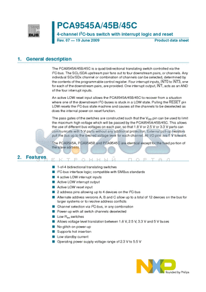 PCA9545ABS datasheet - 4-channel I2C-bus switch with interrupt logic and reset