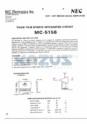 MC-5156 datasheet - THICK EILM HYBRID INTEGRATED CIRCUIT