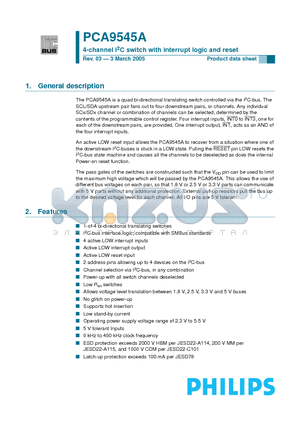 PCA9545APW datasheet - 4-channel I2C switch with interrupt logic and reset