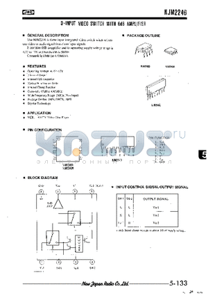 NJM2246 datasheet - 3-INPUT VIDEO SWITCH WITH 6dB AMPLIFIER