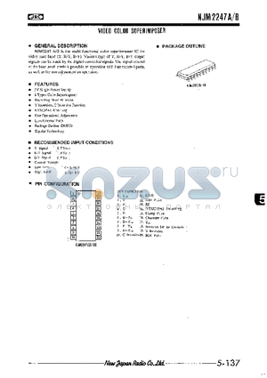 NJM2247A datasheet - VIDEO COLOR SUPERIMPOSER