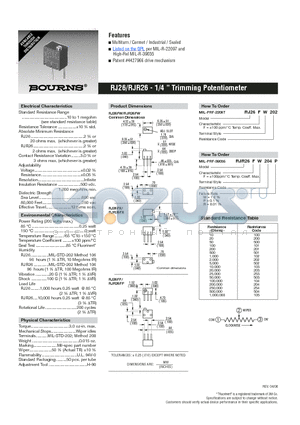 RJ26FW202 datasheet - Trimming Potentiometer
