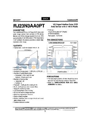 RJ23N3AA0PT datasheet - 1/2.7-type Interline Color CCD Area Sensor with 2 140 k Pixels