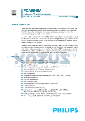 PCA9546ABS datasheet - 4-channel I2C switch with reset