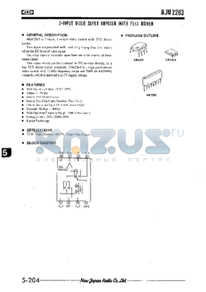 NJM2263M datasheet - 3-INPUT VIDEO SUPER IMPOSER WITH 75OHM DRIVER