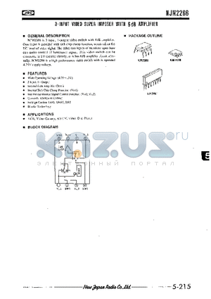 NJM2266 datasheet - 3-INPUT VIDEO SUPER IMPOSER WITH 6dB AMPLIFIER