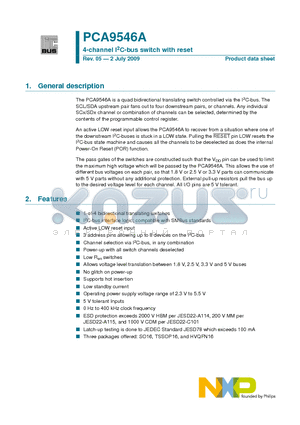 PCA9546A datasheet - 4-channel I2C-bus switch with reset