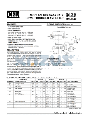 MC-7847 datasheet - NECs 870 MHz GaAs CATV POWER DOUBLER AMPLIFIER