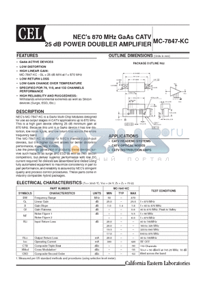 MC-7847-KC datasheet - 25 dB POWER DOUBLER AM PLI FI ER