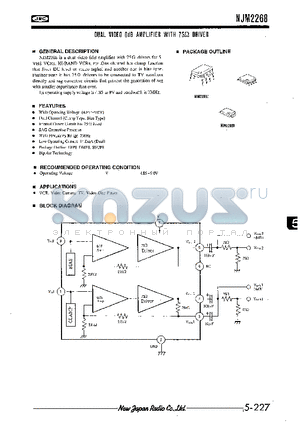 NJM2268V datasheet - DUAL VIDEO 6dB AMPLIFIER WITH 75OHM DRIVER