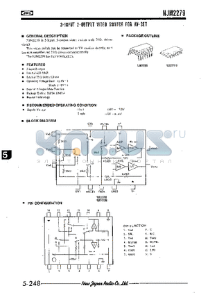 NJM2279D datasheet - 3-INPUT 2-OUTPUT VIDEO SWITCH FOR AV-SET