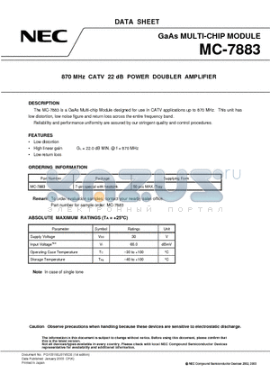 MC-7883 datasheet - GaAs MULTI-CHIP MODULE