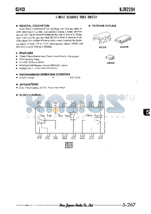 NJM2284D datasheet - 2-INPUT 3CHANNEL VIDEO SWITCH