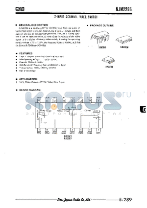 NJM2286M datasheet - 2-INPUT 3CHANNEL VIDEO SWITCH