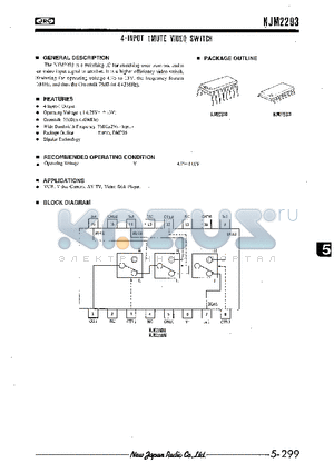 NJM2293D datasheet - 4-INPUT 1MUTE VIDEO SWITCH