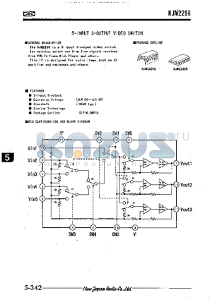 NJM2296M datasheet - 5-INPUT 3-OUTPUT VIDEO SWITCH