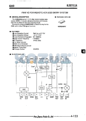 NJM2295A datasheet - FM IF IC FOR REMOTE KEYLESS ENTRY SYSTEM