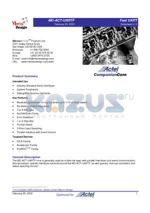 MC-ACT-UARTF datasheet - FastUART