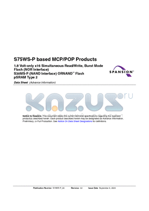 S75WS256PEFJF5 datasheet - based MCP/POP Products