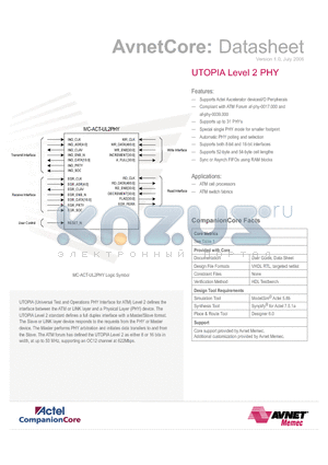 MC-ACT-UL2PHY datasheet - ATM cell processors ATM switch fabrics