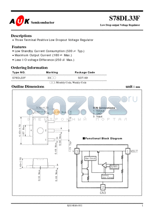 S78DL33F datasheet - Low Drop output Voltage Regulator