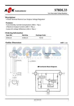 S78DL33 datasheet - Low Drop output Voltage Regulator