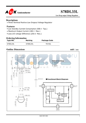 S78DL33L datasheet - Low Drop output Voltage Regulator