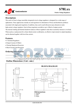 S78L05 datasheet - Positive-Voltage Regulators