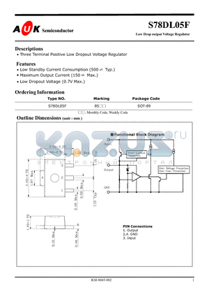 S78DL05F datasheet - Low Drop output Voltage Regulator