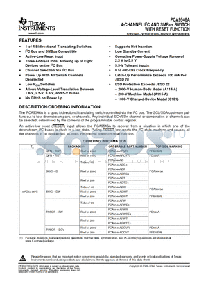 PCA9546ARVR datasheet - 4-CHANNEL I2C AND SMBus SWITCH WITH RESET FUNCTION