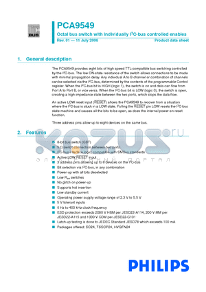 PCA9549 datasheet - Octal bus switch with individually I2C-bus controlled enables