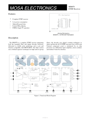 MS8870 datasheet - DTMF Receiver