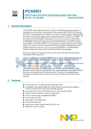 PCA9551D datasheet - 8-bit I2C-bus LED driver with programmable blink rates