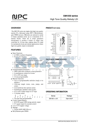 SM1350 datasheet - High Tone Quality Melody LSI