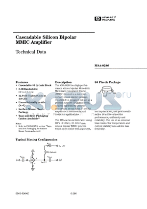 MSA-0286 datasheet - Cascadable Silicon Bipolar MMIC Amplifier