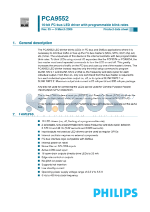 PCA9552PW datasheet - 16-bit I2C-bus LED driver with programmable blink rates