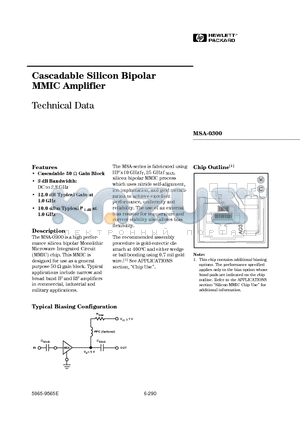 MSA-0300-GP4 datasheet - Cascadable Silicon Bipolar MMIC Amplifier