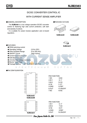 NJM2383D datasheet - DC/DC CONVERTER CONTROL IC WITH CURRENT SENSE AMPLIFIER