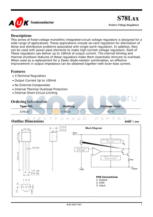 S78L15 datasheet - Positive-Voltage Regulators