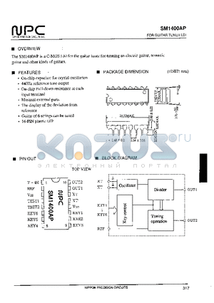 SM1400AP datasheet - FOR GUITAR TUNER LSI