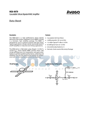 MSA-0470 datasheet - Cascadable Silicon Bipolar MMIC Amplifier