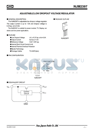 NJM2397 datasheet - ADJUSTABLE LOW DROPOUT VOLTAGE REGULATOR