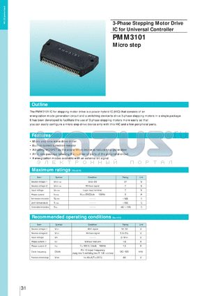PMM3101 datasheet - 3-Phase Stepping Motor Drive IC for Universal Controller