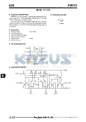 NJM2405 datasheet - VOLTAGE DETECTOR