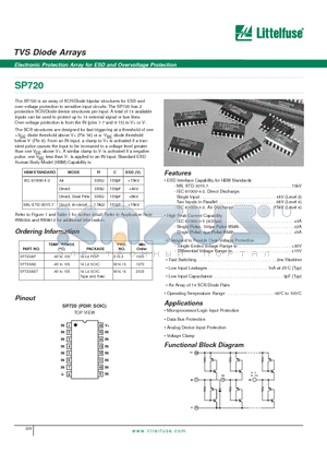 SP720ABT datasheet - TVS Diode Arrays - Elctronic Protection Array for ESD and Overvoltage Protection