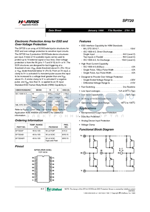 SP720AP datasheet - Electronic Protection Array for ESD and Over-Voltage Protection